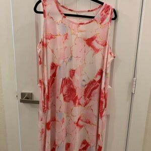 Elegant Pink and White Sleeveless Dress